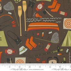 The Great Outdoors Bark Camping Gear Yardage by Stacy Iest Hsu for Moda Fabrics