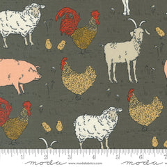 Farmstead Charcoal Farm Animals Yardage by Stacy Iest Hsu for Moda Fabrics