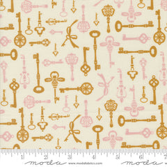 Enchantment Porcelain Diary Keys Yardage by Sweetfire Road for Moda Fabrics