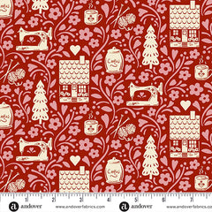 Cozy House Garnet Cozy House Vignette Yardage by Judy Jarvi for Andover Fabrics