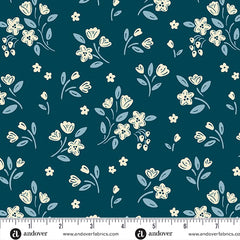 Cozy House Midnight Apple Blossom Yardage by Judy Jarvi for Andover Fabrics