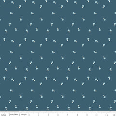 Live, Love, Glamp Denim Mushrooms Yardage by Dani Mogstad for Riley Blake Designs