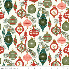 Christmas Is In Town Cream Ornaments Yardage by Sandy Gervais for Riley Blake Designs