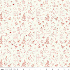 Christmas Is In Town Cream Doodles Yardage by Sandy Gervais for Riley Blake Designs