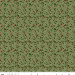 Christmas Is In Town Olive Mistletoe Yardage by Sandy Gervais for Riley Blake Designs