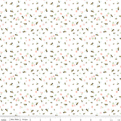 Clover Farm White Bees Yardage by Gracey Larson for Riley Blake Designs