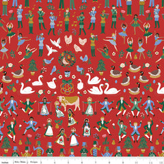 A Pear-fect Christmas Red Twelfth Day Yardage by Cayla Naylor for Riley Blake Designs