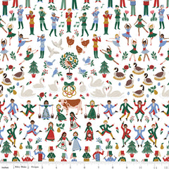 A Pear-fect Christmas White Twelfth Day Yardage by Cayla Naylor for Riley Blake Designs