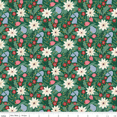 A Pear-fect Christmas Green Flowers Dancing Yardage by Cayla Naylor for Riley Blake Designs