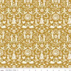 A Pear-fect Christmas Gold Lords A-Leaping Yardage by Cayla Naylor for Riley Blake Designs