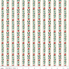 A Pear-fect Christmas White French Stripe Yardage by Cayla Naylor for Riley Blake Designs