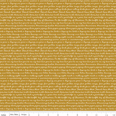 A Pear-fect Christmas Gold Calling Words Yardage by Cayla Naylor for Riley Blake Designs