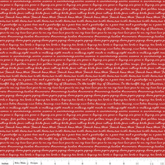 A Pear-fect Christmas Red Calling Words Yardage by Cayla Naylor for Riley Blake Designs