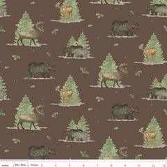 Let's Get Lost in the Woods Brown Main Yardage by Tara Reed for Riley Blake Designs