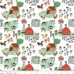 Farm Livin' White Main Yardage by Diane Labombarbe for Riley Blake Designs