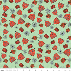 Farm Livin' Mint Barn Toss Yardage by Diane Labombarbe for Riley Blake Designs