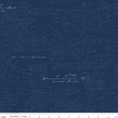 Between The Pages Navy Manuscript Yardage by Fran Gulick for Riley Blake Designs