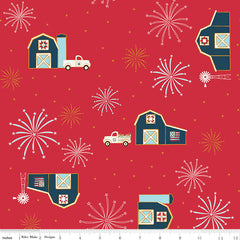 Sweet Freedom Red Barns Yardage by Beverly McCullough for Riley Blake Designs