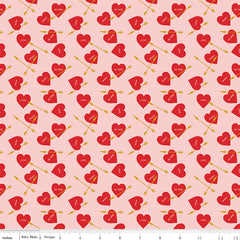 Sweetheart Pink Heart Arrows Sparkle Yardage by My Mind's Eye for Riley Blake Designs