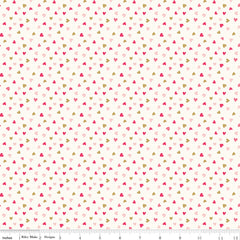 Sweetheart Cream Heart Toss Sparkle Yardage by My Mind's Eye for Riley Blake Designs