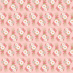 Prairie Sisters Homestead Pink Flower Bouquet Yardage by Lori Woods for Poppie Cotton Fabrics