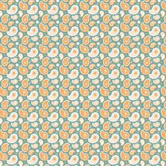 Calico Cowgirls Teal Paisley & Poppy Yardage by Lori Woods for Poppie Cotton Fabrics