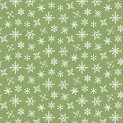 Prairie Christmas Green Snowfall Yardage by Amanda Grace for Poppie Cotton Fabrics