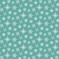 Prairie Christmas Teal Snowfall Yardage by Amanda Grace for Poppie Cotton Fabrics