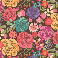 Calico Cowgirls Brown Texas Rose Yardage by Lori Woods for Poppie Cotton Fabrics