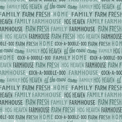 Farm Fresh Turquoise Words Yardage by Jessica Flick for Benartex Fabrics