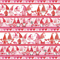 Be My Gnomie Pink/Red Be My Gnomie Stripe Yardage by Andi Metz for Benartex