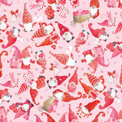 Be My Gnomie Light Pink Sweet Gnomes Yardage by Andi Metz for Benartex