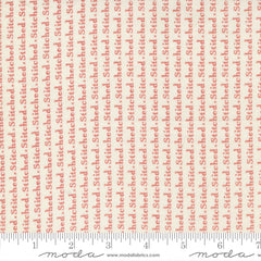 Stitched Vanilla Persimmon Stitch Text Yardage by Fig Tree for Moda Fabrics