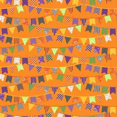 Hometown Halloween Orange Halloween Flags Yardage by Kimberbell Designs for Maywood Studio
