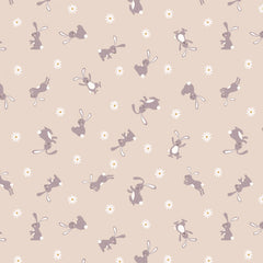 Bunny Hop Dark Cream Bunny Yardage by Lewis & Irene Fabrics