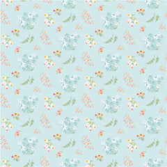 Hollyhock Lane Teal Bloom Yardage by Lori Woods for Poppie Cotton Fabrics