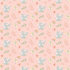 Hollyhock Lane Pink Bloom Yardage by Lori Woods for Poppie Cotton Fabrics