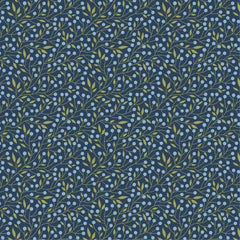 Sunshine And Chamomile Navy Berry Thicket Yardage by Lori Woods for Poppie Cotton Fabrics