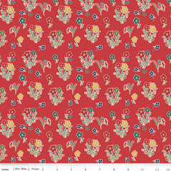Love You S'more Red Floral Yardage by Gracey Larson for Riley Blake Designs