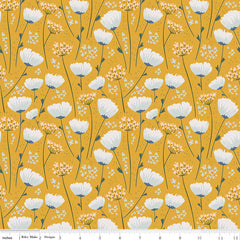 With A Flourish Mustard Floral Yardage by Simple Simon and Co. for Riley Blake Designs