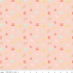 It's A Girl Blush Crowns Yardage by Echo Park Paper for Riley Blake Designs