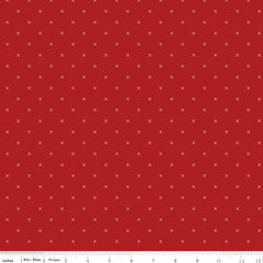 Bee Cross Stitch Barn Red Yardage by Lori Holt for Riley Blake Designs