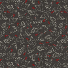 Life is Better on the Farm Black Rooster Toss Yardage by Michael Miller Fabrics