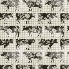 Life is Better on the Farm Ecru Floral Cow Yardage by Michael Miller Fabrics