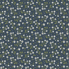 Sunshine And Chamomile Navy Chamomile Yardage by Lori Woods for Poppie Cotton Fabrics