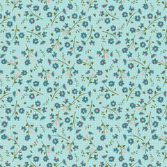 Treasured Threads Teal Dottie Yardage by Lori Woods for Poppie Cotton Fabrics