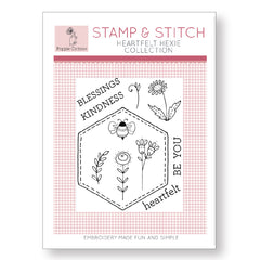 Stamp and Stitch Heartfelt Hexie Collection by Poppie Cotton