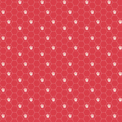 Sunshine And Chamomile Red Honey Comb Yardage by Lori Woods for Poppie Cotton Fabrics