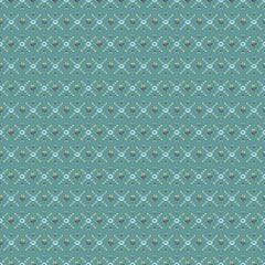 Hollyhock Lane Teal Joy Yardage by Lori Woods for Poppie Cotton Fabrics