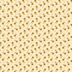 Sunshine And Chamomile Yellow Tossed Daisies Yardage by Lori Woods for Poppie Cotton Fabrics